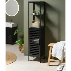 OWASSO - Badkamerkast - Zwart - Bamboehout