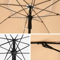 Parasol 180 cm diameter, rond / achthoekige strandparasol kantelbaar - taupe