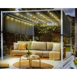 PARGA - Tuinpaviljoen - Grijs/Wit - Polyester