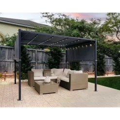 PARGA - Tuinpaviljoen - Zwart/Grijs - Polyester