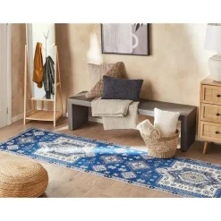 PARVAKADLI - Laagpolig vloerkleed - Blauw - 80 x 300 cm - Polyester