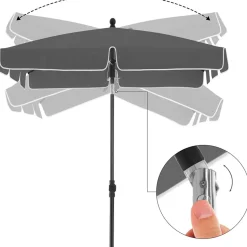 Parya Garden - rechthoekige parasol - Grijs - met Tas