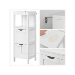 Parya Home - Badkamerkast - Medicijnkast - 2 Lades - 1 Open vlak - Hout - Wit