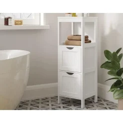 Parya Home - Badkamerkast - Medicijnkast - 2 Lades - 1 Open vlak - Hout - Wit