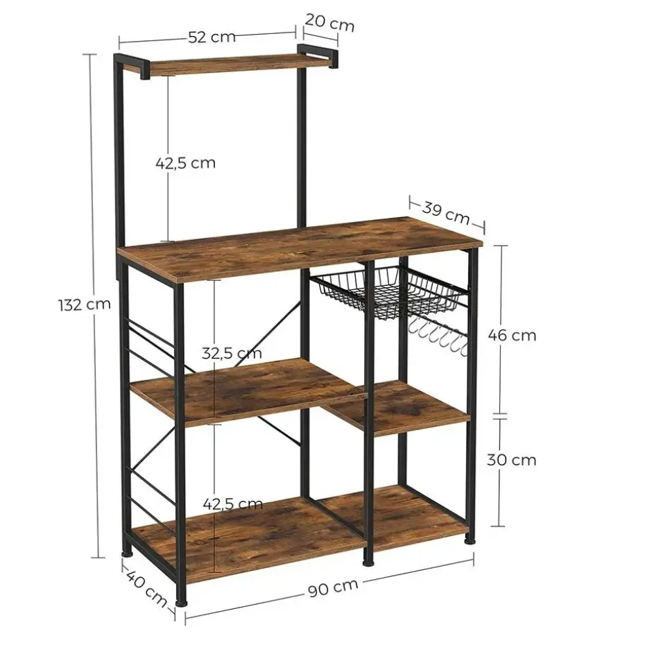 Parya Home - Keukenkast - Keukenrek - Industrieel - Hout - Bruin