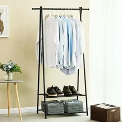 Parya Home - Kledingrek met Schoenenrek in Metaal - 155x87.5cm - Zwart