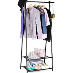 Parya Home - Kledingrek met Schoenenrek in Metaal - 155x87.5cm - Zwart