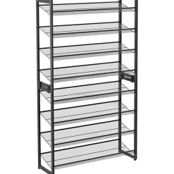 Parya Home - Schoenenrek met 8 roosters - Metaal - Zwart
