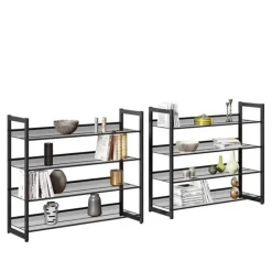 Parya Home - Schoenenrek met 8 roosters - Metaal - Zwart