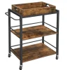 Parya Home - Serveerwagen - 3 Lagen - Met wieltjes - Industrieel