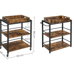 Parya Home - Serveerwagen - 3 Lagen - Met wieltjes - Industrieel