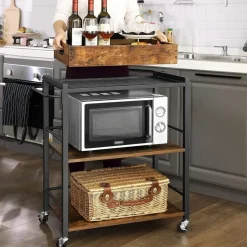 Parya Home - Serveerwagen - 3 Lagen - Met wieltjes - Industrieel