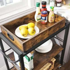 Parya Home - Serveerwagen - 3 Lagen - Met wieltjes - Industrieel