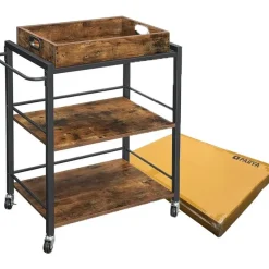 Parya Home - Serveerwagen - 3 Lagen - Met wieltjes - Industrieel