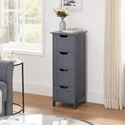 Parya Home - Smalle Ladekast - 4 Lades - Hout - Grijs