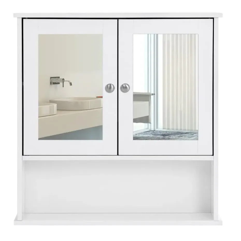 Parya Home - Spiegelkast - Badkamermeubel - 2 Deuren - 1 Plank - Hout - Wit