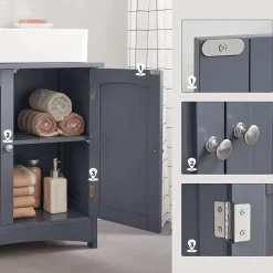 Parya Home - Wastafelonderkast - 2 Deuren - Hout - Grijs