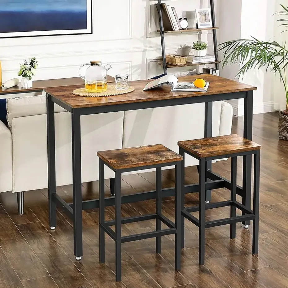 Parya Home Bartafel Set - Bartafel incl. twee barstoelen - Industrieel - Vintage