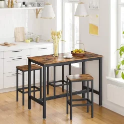 Parya Home Bartafel Set - Bartafel incl. twee barstoelen - Industrieel - Vintage