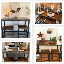 Parya Home Bartafel Set - Bartafel incl. twee barstoelen - Industrieel - Vintage