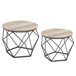 Parya Home Bijzettafel, set van 2 salontafels, grijs-zwart