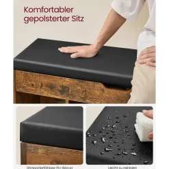 Parya Home Gevoerde schoenenbank, opbergbank, 3 vakken