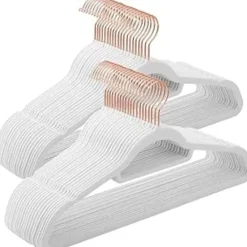 Parya Home kleerhangers, 50 stuks, fluweel, wit