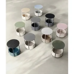 Parya Home Kleine ronde salontafel, bijzettafel met stoffen mand