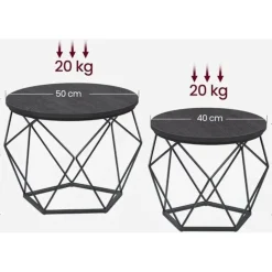 Parya home Ronde salontafels, set van 2 bijzettafels zwart