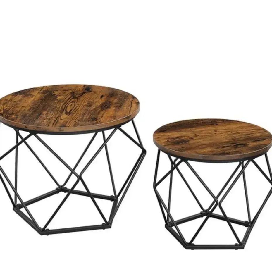 Parya home salontafel set van 2 salontafels bruin-zwart