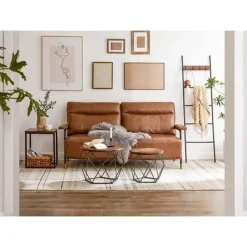 Parya home salontafel set van 2 salontafels bruin-zwart