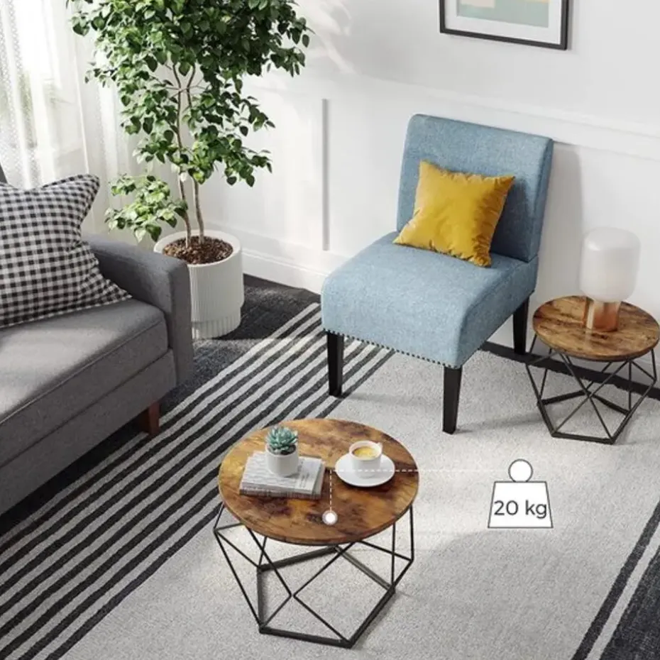 Parya home salontafel set van 2 salontafels bruin-zwart