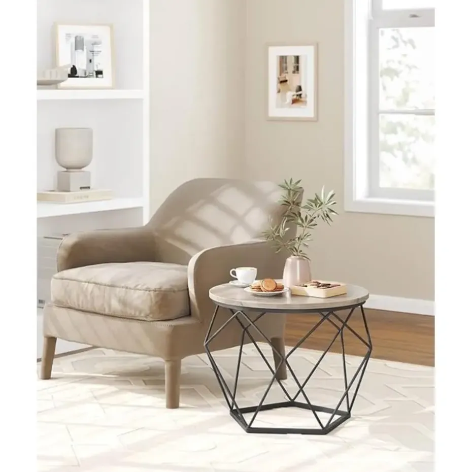 Parya home salontafel set van 2 salontafels bruin-zwart