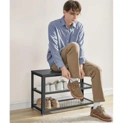 Parya Home schoenenbank, schoenenrek met 2 roosterplanken