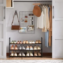 Parya Home schoenenrek met 3-lagen - metalen - zwart