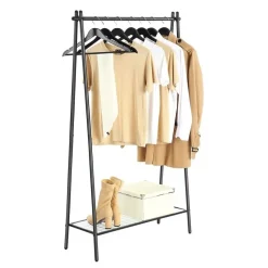 Parya Home Stalen kledingrek met kledingstang - zwart