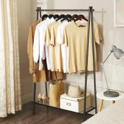 Parya Home Stalen kledingrek met kledingstang - zwart