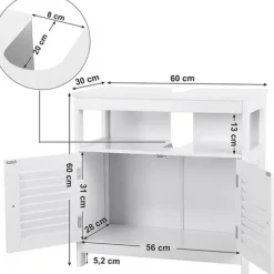 Parya Home Wastafelonderkast, zonder wastafel, veel opslag, wit
