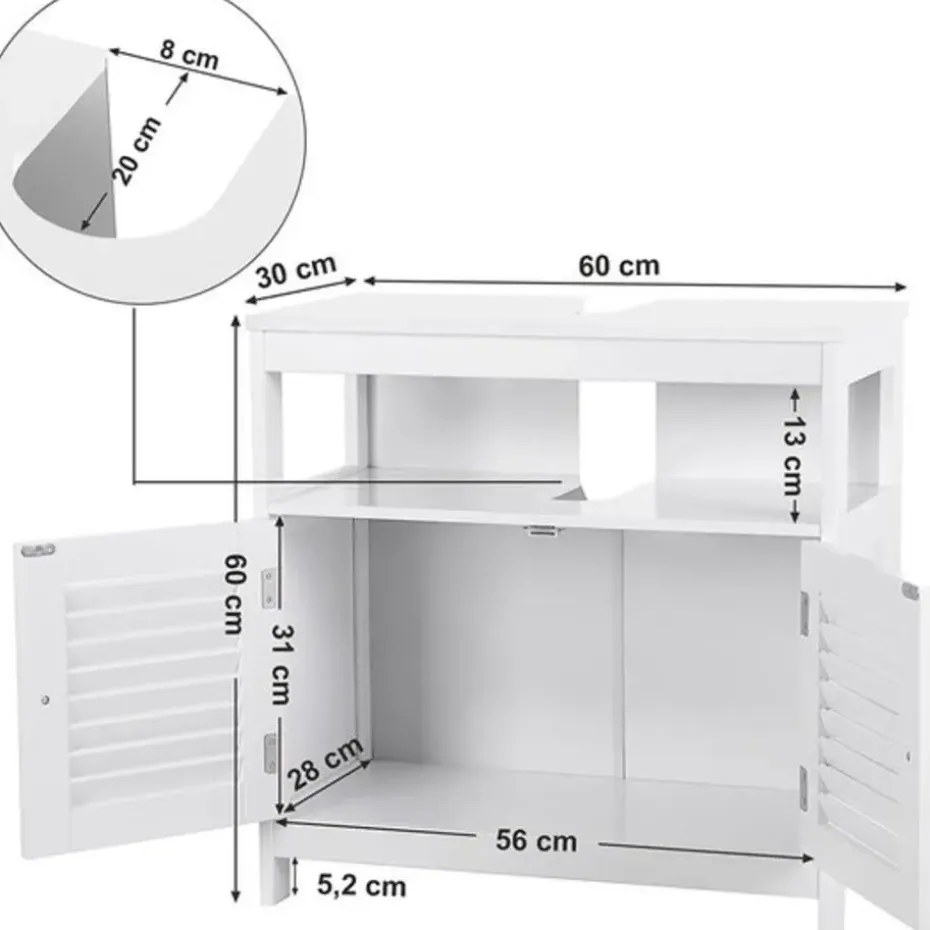 Parya Home Wastafelonderkast, zonder wastafel, veel opslag, wit