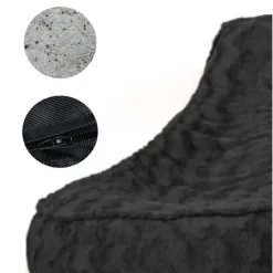 Parya Stoel Zitzak Bont - Zitzakfauteuil - Woonkamerzitzak - Donkergrijs -