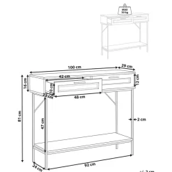 PASCO - Consoletafel - Lichte houtkleur - Rotan
