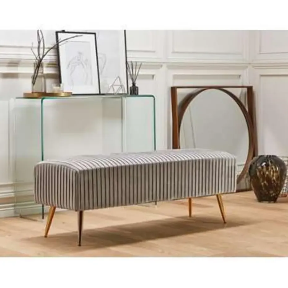 PATERSON - Hocker - Grijs - Fluweel