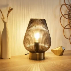 Pauleen Crystal Gloom Tafellamp - E14 - Rookglas/Messing