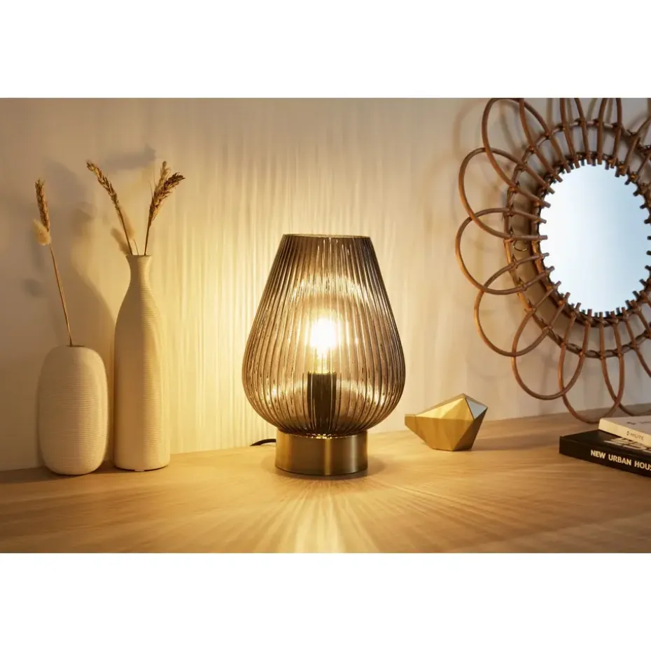 Pauleen Crystal Gloom Tafellamp - E14 - Rookglas/Messing