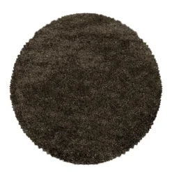 Pearl Soft Rond Hoogpolig Vloerkleed Bruin - 160 CM ROND