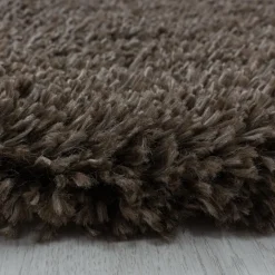 Pearl Soft Rond Hoogpolig Vloerkleed Bruin - 160 CM ROND