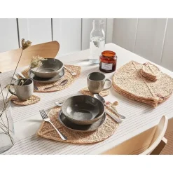 PEPPERLEAF - Set van 12 placemats en onderzetters - Natuurlijk - Jute