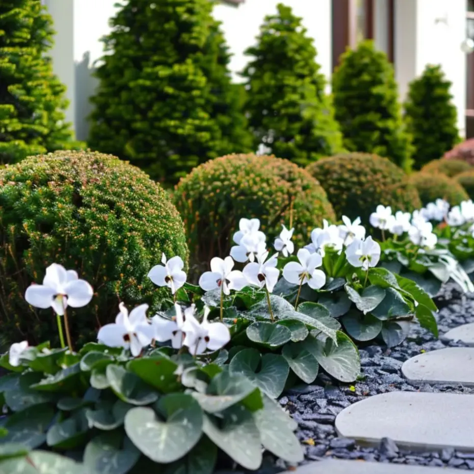 Perzisch cyclaam - Set van 3 - Cyclamen 'Metis White' - Hoogte 10-20cm - ⌀9cm