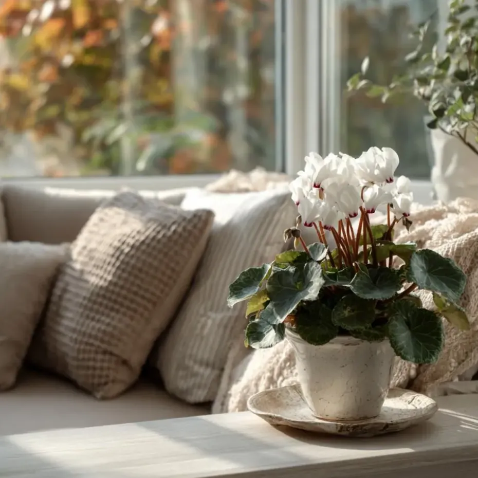 Perzisch cyclaam - Set van 3 - Cyclamen 'Metis White' - Hoogte 10-20cm - ⌀9cm