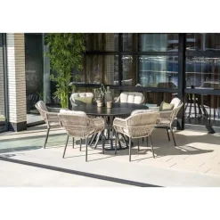Pescara dining fauteuil - carbon black - rope taupe - desert sand
